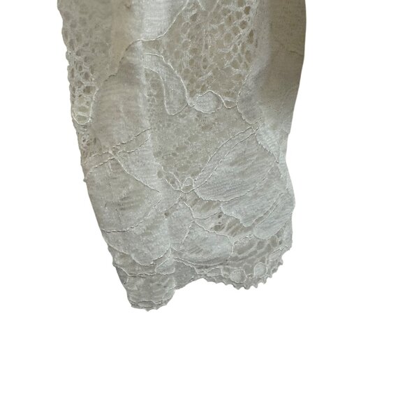 Guess Lace Long Sleeve Top Womens XS Nylon Spandex White Floral Lace-Up Boho - Picture 7 of 8